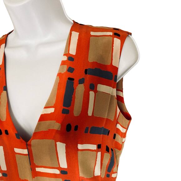 Hunter Dixon Silk Peplum Dress Sleeveless V-Neck Geometric Tribal Print Size 4 - Picture 13 of 16